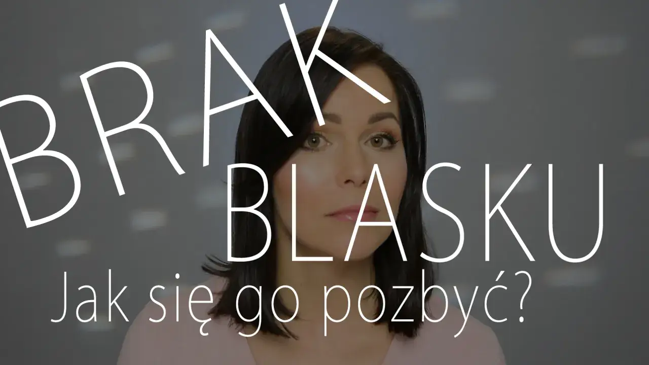 Kobieta z makijażem, na jej twarzy widać brak blasku, co sugeruje szara skóra. Tekst pyta 